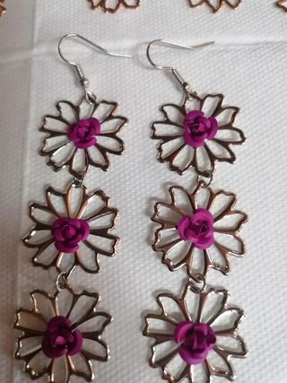 Pendientes Flores Dorado-Morado