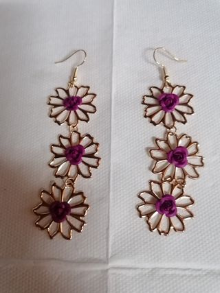 Pendientes Flores Dorado-Morado