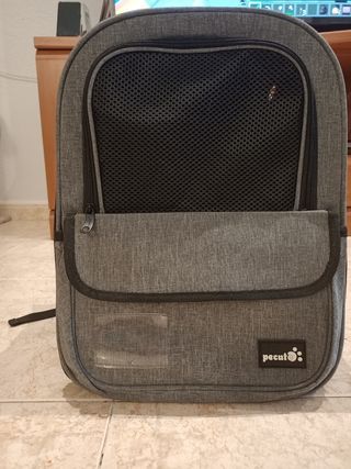 Mochila transporte gatos Pecut gris