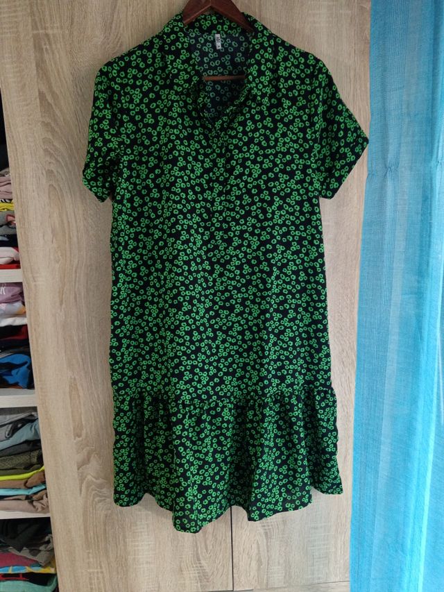 Vestido flores verde - Talla S