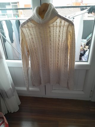 Jersey cuello alto beige - Talla M