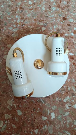 Plafón 2 luces dorado-blanco