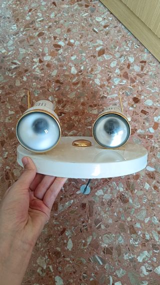 Plafón 2 luces dorado-blanco