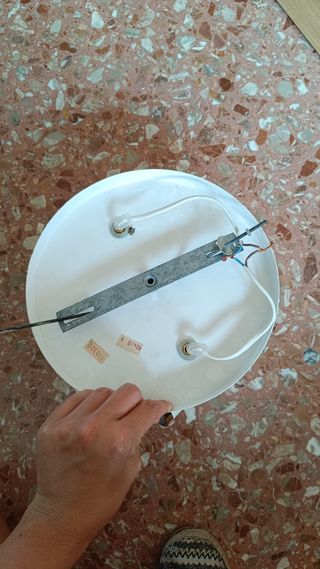 Plafón 2 luces dorado-blanco