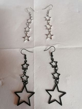 Pendientes estrellas plata/negro