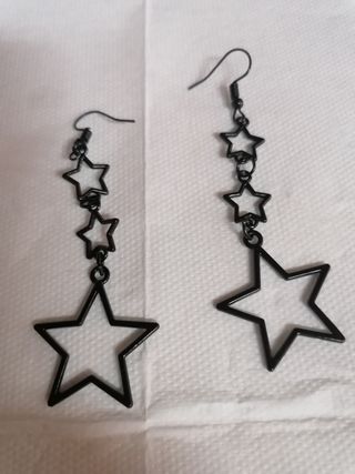 Pendientes estrellas plata/negro