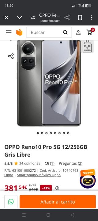 OPPOReno10 Pro 5G 12/256GB Gris