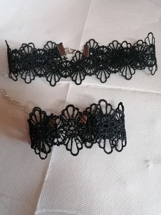 Collar y pulsera encaje negro