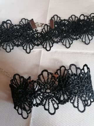 Collar y pulsera encaje negro