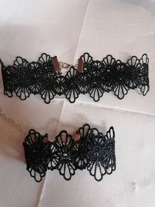 Collar y pulsera encaje negro