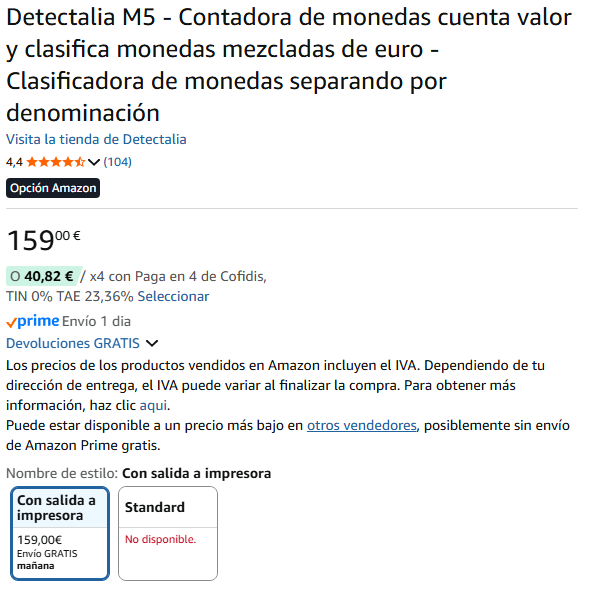 Detectalia M5: contamonete