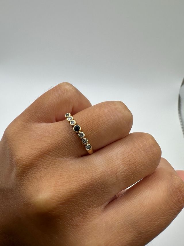 Anillo oro 18k diamantes zafiro