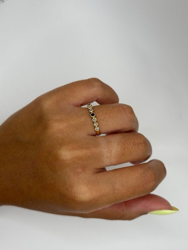 Anillo oro 18k diamantes zafiro