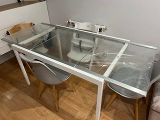 Mesa Ikea Extensible Cristal Blanco Glivarp