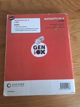 Matemáticas B 4º ESO. Libro del estudiante. GENiOX
