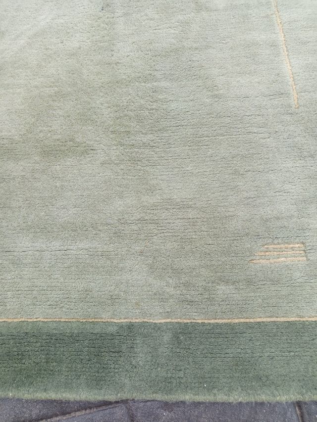 Alfombra lana verde-naranja