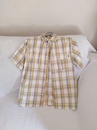 Camisa Quechua cuadros beige-amarillo