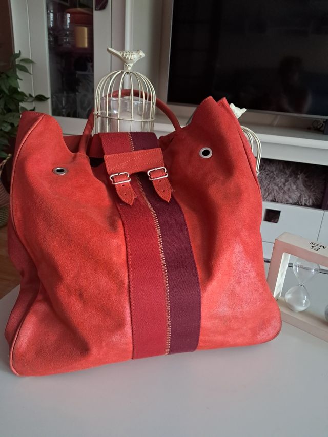 Bolso bandolera piel naranja