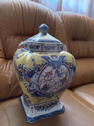Jarrón porcelana azul-amarillo