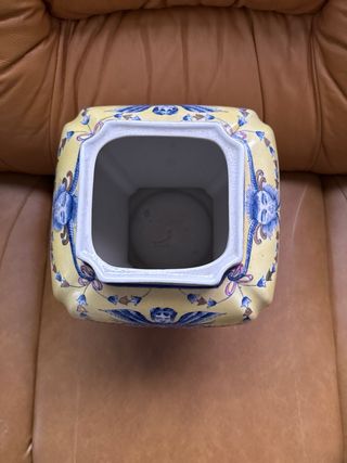 Jarrón porcelana azul-amarillo