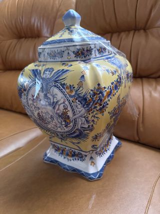 Jarrón porcelana azul-amarillo