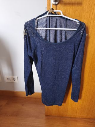 Camisetas manga larga azul talla S
