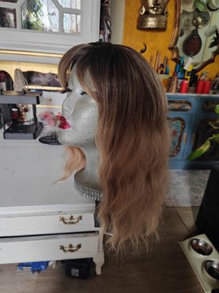 Peluca marrón beige - Pelo natural y sintético