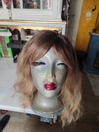 Peluca marrón beige - Pelo natural y sintético