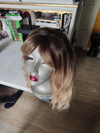 Peluca marrón beige - Pelo natural y sintético