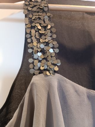 Vestido Zara gasa gris