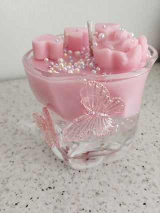 Candela profumata rosa farfalle