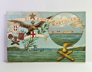 Cartolina Messina: Direzione Artiglieria