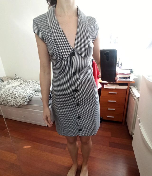 Vestido mini cuadros vichy cuello bobo Zara