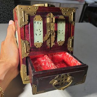 Scatola Gioielli Vintage Legno-Metallo