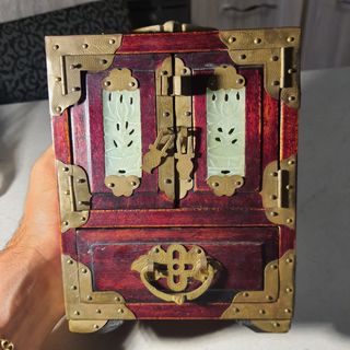 Scatola Gioielli Vintage Legno-Metallo