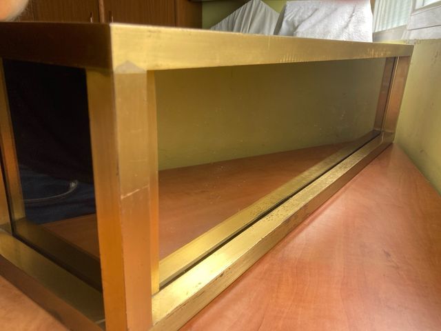 Jardinera con espejos de latón dorado vintage