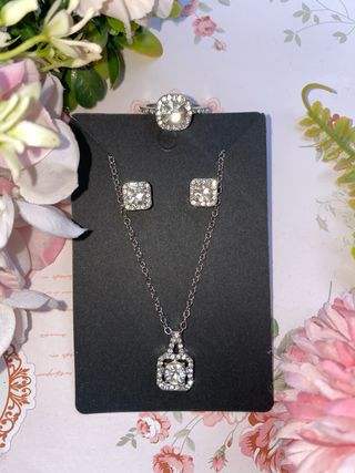 Juego Joyas Diamantes Plata