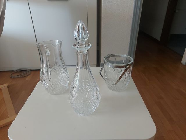 Juego whisky: cubitera, decantador y jarra