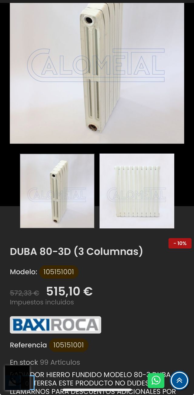 Radiadores Roca Baxi fundición