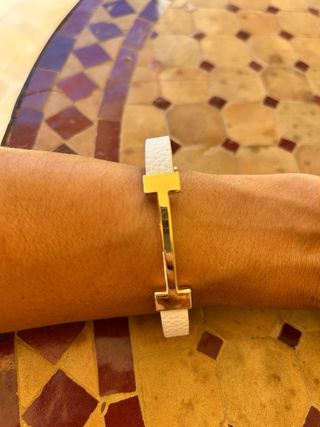 Pulsera Hermes - Blanca y dorada