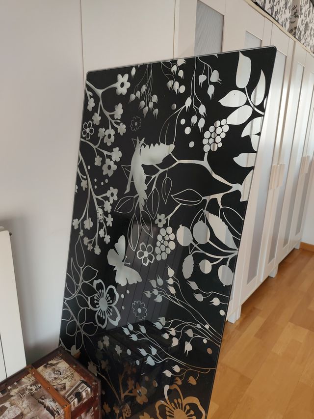 Panel cristal decorativo negro plata