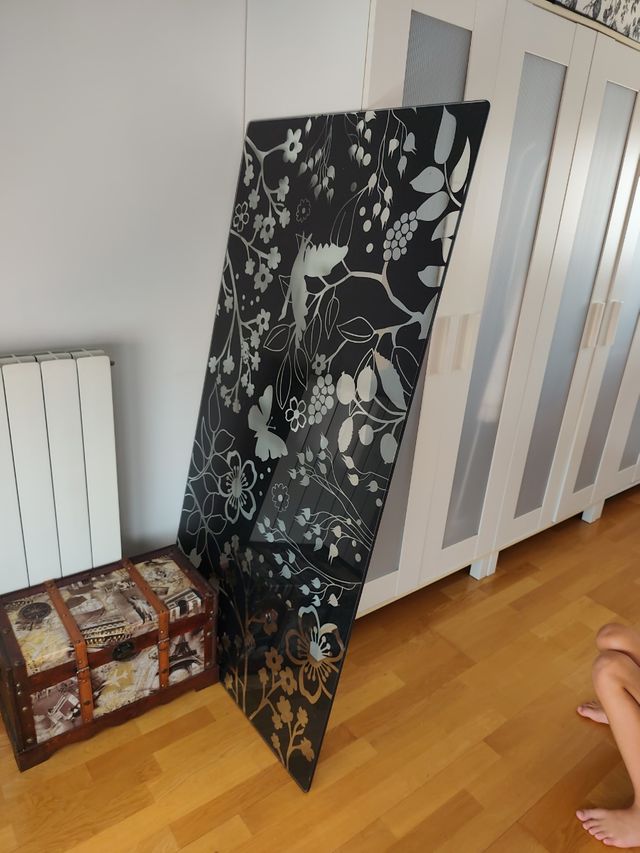 Panel cristal decorativo negro plata