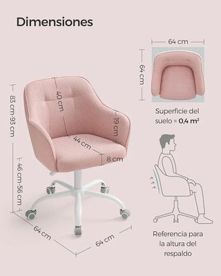 Silla estudio SONGMICS rosa clara OBG019P01