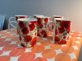 Tazas porcelana | Rosas rojas - 6uds