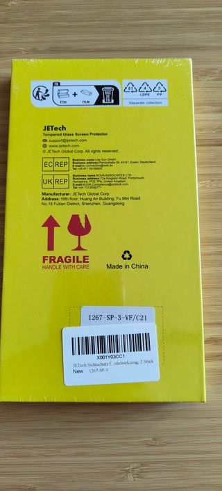 Pellicola salvaschermo in vetro temperato JETech per iPhone 15 Pro Ma