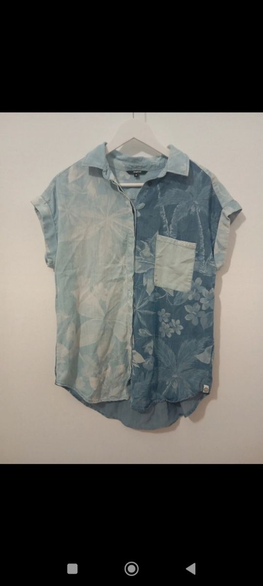 Camisa vaquera estampada larga