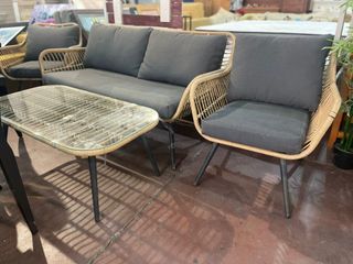 Conjunto terraza mimbre - 3 piezas