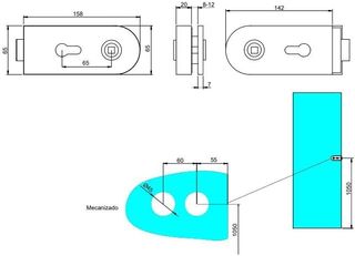 Emuca - Cerradura para puerta de cristal
