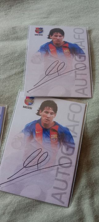 4 cromos antiguos Messi Barcelona panini replicas