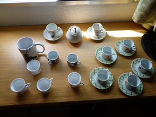 Juego tazas café - porcelana